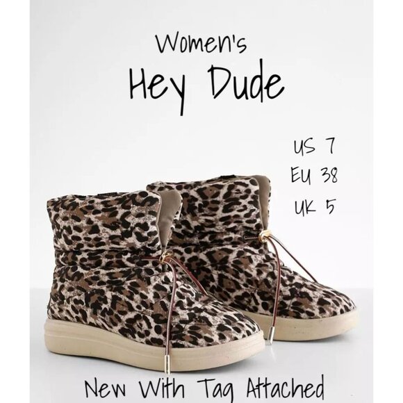 Hey Dude Shoes - Hey Dude Margot Leopard Print Boots Shoes Women's Size 7 US 38 EU New With Tag